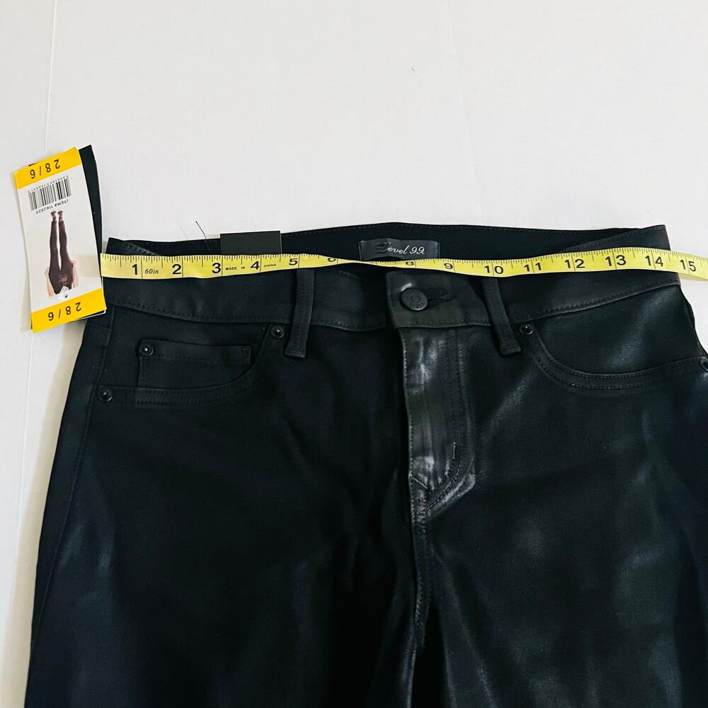Anthropologie Level 99 Coated Mid Rise Skinny Jeans Size 28 NWT Black - Picture 9 of 12